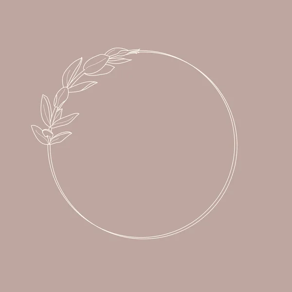 Quadro de Lisianthus Flores e ramos. Ícone redondo em um estilo linear minimalista na moda. Logotipo floral do vetor. — Vetor de Stock