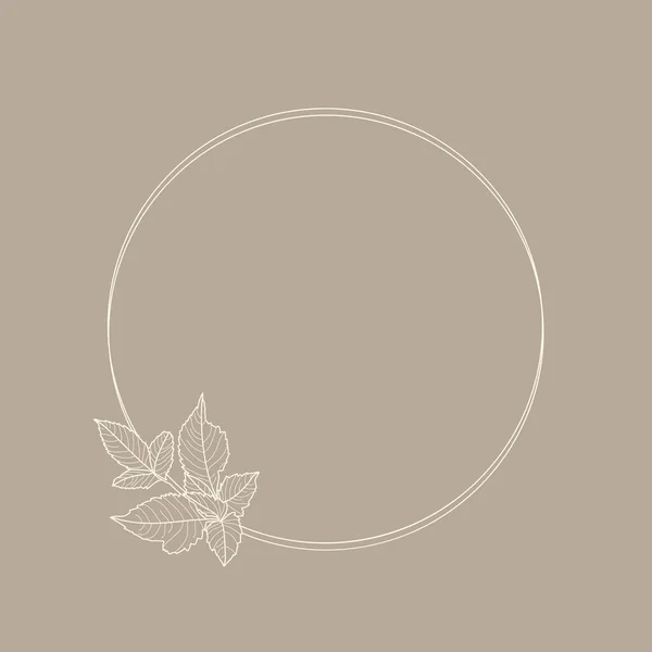 Círculo quadro de flores e ramos de Dahlia. Ícone redondo em um estilo linear minimalista na moda. Coroa floral vetorial —  Vetores de Stock