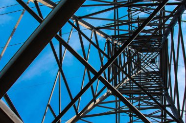 güç hatları ile yüksek voltajlı elektrik direkleri