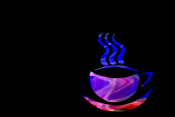 Une tasse de café couleur bleu abstraction de lanternes colorées — Photo
