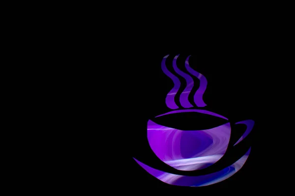 Una Tazza Caffè Viola Astrazione Colore Lanterne Colorate — Foto Stock