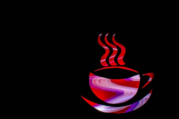 Una Taza Café Color Rojo Abstracción Linternas Colores — Foto de Stock