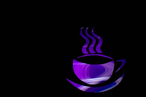 Una Tazza Caffè Viola Astrazione Colore Lanterne Colorate Foto Stock Royalty Free