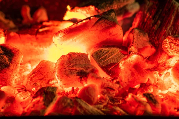 Hot coals in the grill close up — Stock Photo, Image