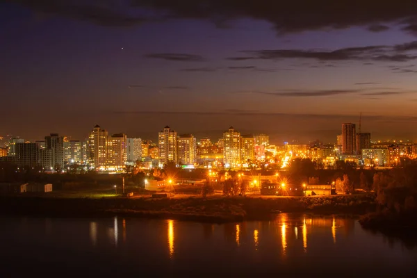 Vista Sulla Città Notturna Novokuznetsk — Foto Stock