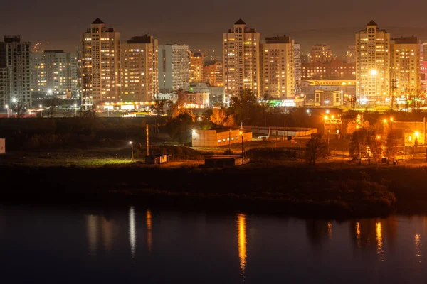 Pohled Noční Město Novokuzněck — Stock fotografie