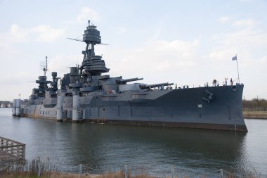 Houston, Texas, USA - December 27, 2016: Battleship USS Texas BB-35, is a museum ship near Houston, and a National Historic Landmark clipart