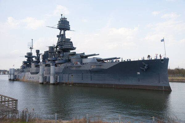 Houston, Texas, USA - December 27, 2016: Battleship USS Texas BB-35, is a museum ship near Houston, and a National Historic Landmark