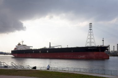 Houston, Teksas, Abd - 27 Aralık 2016: Nippon Princess Crude Oil Tanker, Buffalo Bayou navigasyon