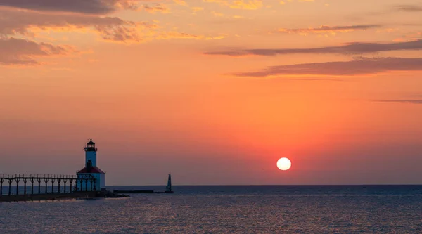 Michigan City  Lighthouse Landscape — Stock Photo, Image