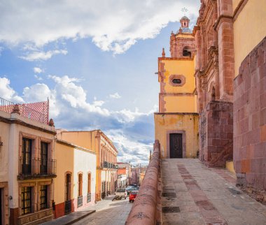 The view from Parroquia de Santo Domingo, down Ignacio Hierro street, Zacatecas, Zacatecas state, Mexico clipart