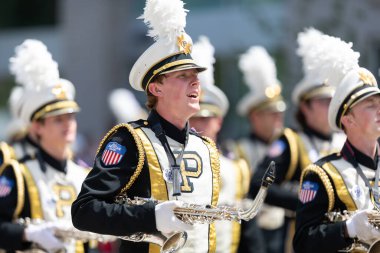 Indianapolis, Indiana, ABD - 25 Mayıs 2019: Indy 500 Geçit Töreni, Purdue Üniversitesi 'nden All American Band