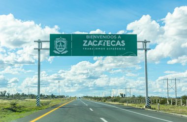Zacatecas, Zacatecas, Mexico - November 22, 2019: Sign Welcoming visitiors into the State of Zacatecas clipart
