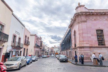 Zacatecas, Zacatecas, Mexico - November 22, 2019: View down Tacuba tacuba street, along the Playmohistoria store clipart