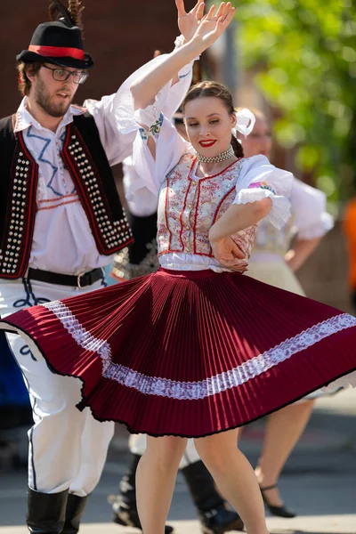 Whiting Indiana Abd Temmuz 2019 Pierogi Festivali Geleneksel Kıyafetler Giyen — Stok fotoğraf