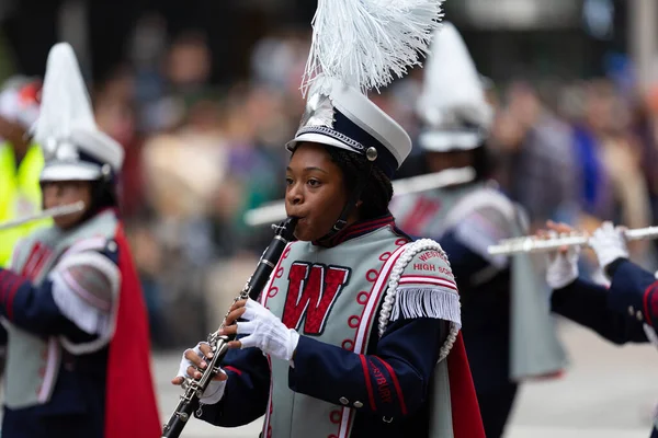 Houston Texas Eua Novembro 2019 Thanksgiving Day Parade Membros Westbury — Fotografia de Stock