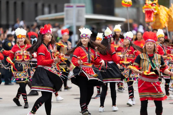 Houston Texas Usa Listopadu 2019 Den Díkůvzdání Průvod Členové Čínské — Stock fotografie