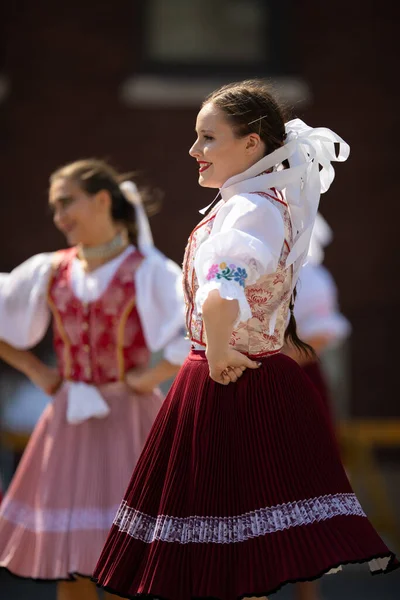 Whiting Indiana Usa July 2019 Pierogi Fest Lady Wearing Traditional — Stock Photo, Image