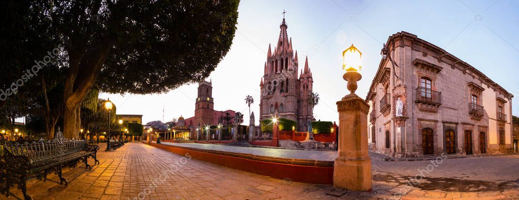 The Parroquia de San Miguel de Arcangel and La Santa Escuela de Cristo in San Miguel de Allende, Guanajuato, Mexico