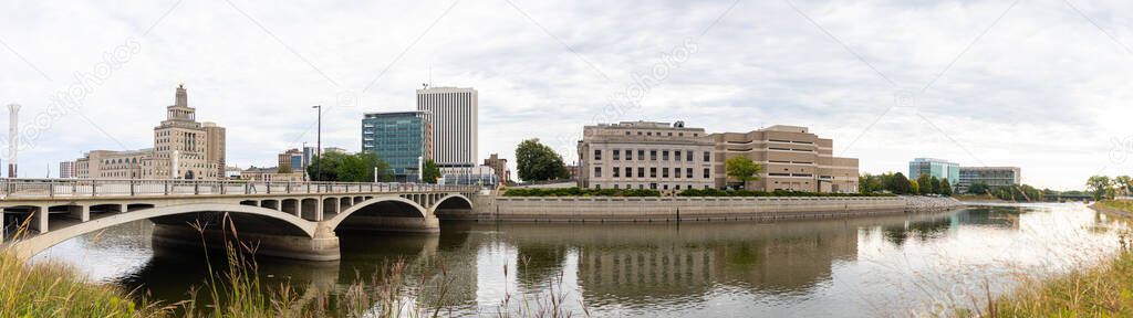 Cedar Rapids, city in the state of Iowa, United States of America, as seen across the Cedar River