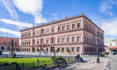 Saltillo, Coahuila, Mexico - November 21, 2019: The Pink Palace, state government building in the Plaza de Armas, Saltillo clipart