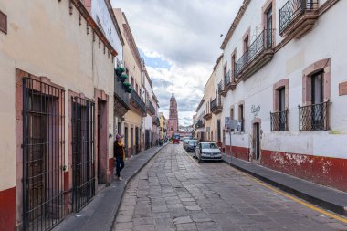 Zacatecas, Zacatecas, Mexico - November 22, 2019: View down Hidalgo Avenue towards the Zacatecas Cathedral clipart