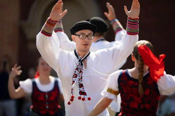 Whiting India Usa 2019年7月27日 伝統的な衣装を着て伝統舞踊を披露するスロバキア人のカップル Pierogi Fest — ストック写真