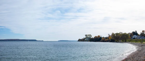 Ignace Michigan Abd Sonbaharda Arka Planda Makinac Adası Ile — Stok fotoğraf