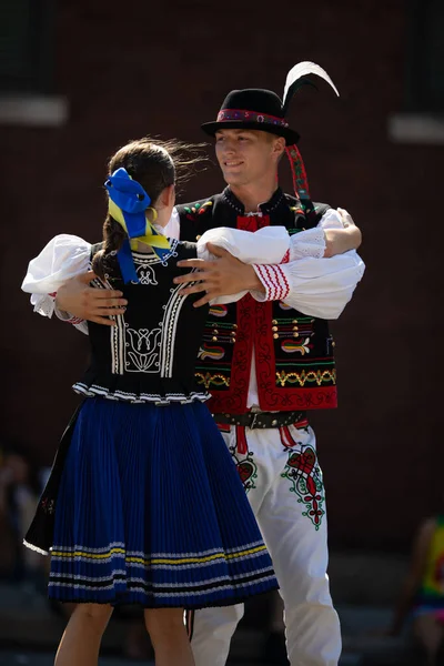 Whiting Indiana Abd Temmuz 2019 Pierogi Festivali Geleneksel Kıyafetler Giyen — Stok fotoğraf