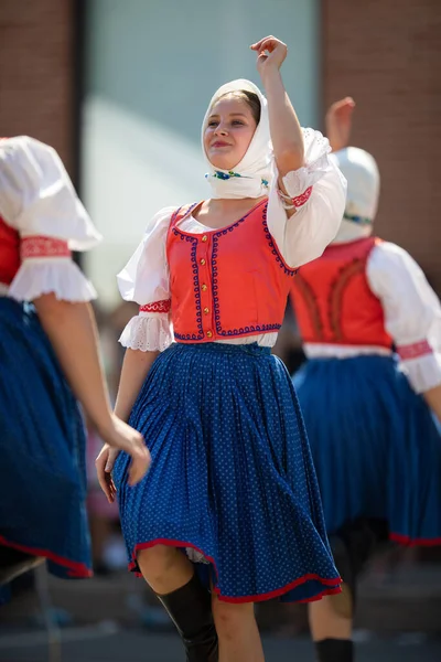 Whiting Indiana Usa July 2019 Pierogi Fest Slovakian Women Wearing — 스톡 사진