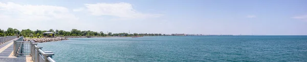 View Lakefront Park Whihala Beach Gazebo Chicago Skyline Seen Whiting — Stock Photo, Image