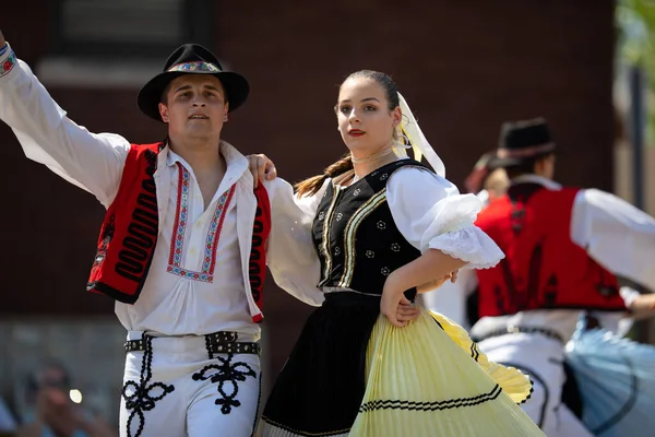 Whiting Indiana Usa July 2019 Pierogi Fest Couple Slovakian Wearing — Stock Photo, Image