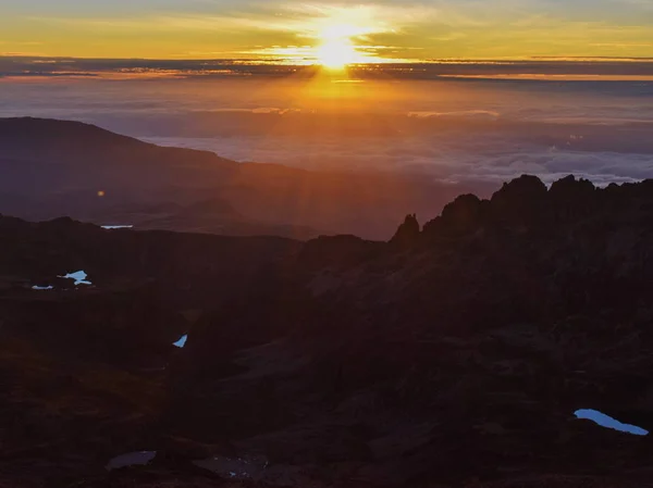 Alba Sopra Nuvole Punto Lenana Monte Kenya Immagine Stock