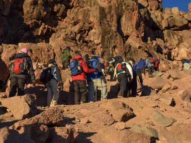 Bir grup Mount Kenya, Kenya azalan yürüyüşçü