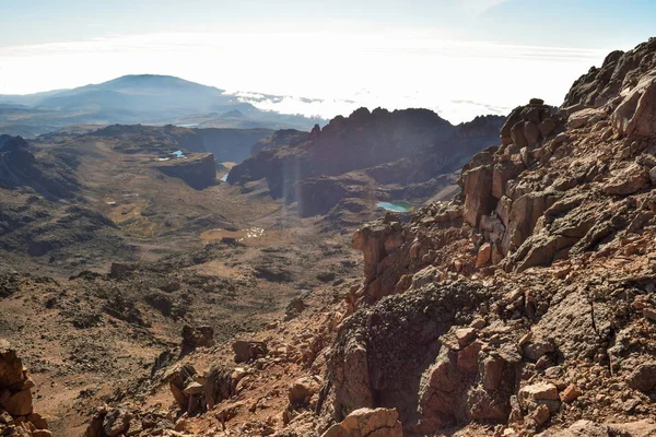 Los Paisajes Volcánicos Contra Cielo Azul Parque Nacional Monte Kenia — Foto de Stock