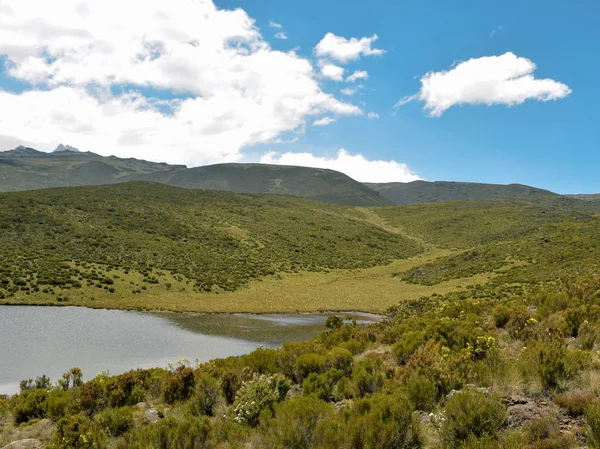 Lago Sobre Fondo Montañoso Lago Ellis Parque Nacional Monte Kenia — Foto de Stock