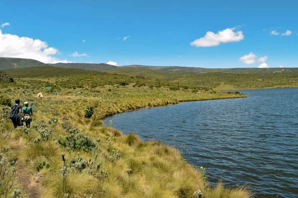 Lago Contra Fundo Montanha Lago Ellis Mount Kenya National Park — Fotografia de Stock