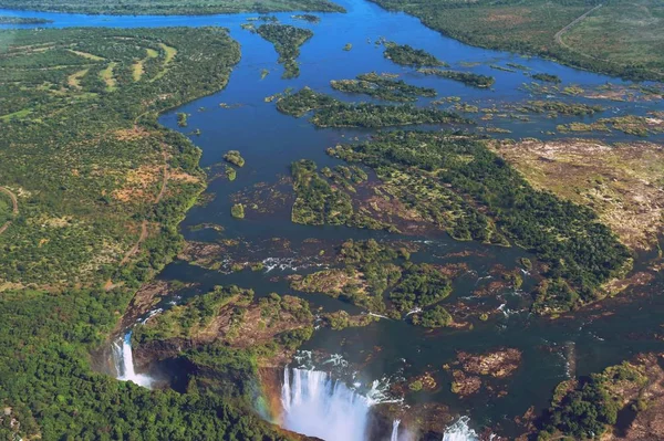 Cascate Vittoria Dall Aria Zimbabwe Immagine Stock
