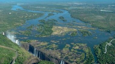 Victoria Şelaleleri ve Zambezi Nehri havadan, Zimbabve