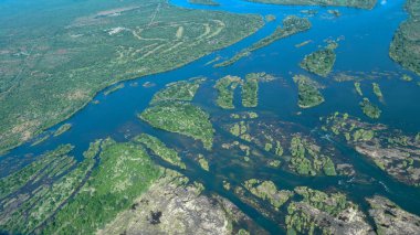 Victoria Şelaleleri ve Zambezi Nehri havadan, Zimbabve