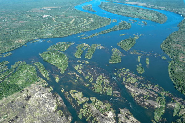 Водопад Виктория с воздуха, Зимбабве
