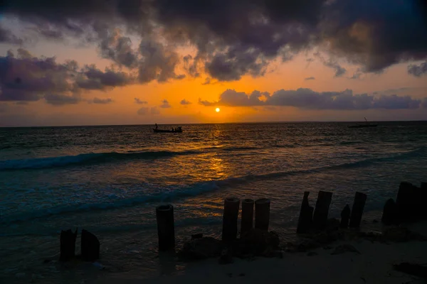 Wschód Słońca Plaży Uroa Zanzibar — Zdjęcie stockowe