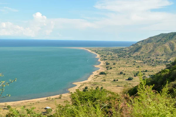 Lago Panoramico Contro Cielo Lago Malawi Malawi Immagini Stock Royalty Free