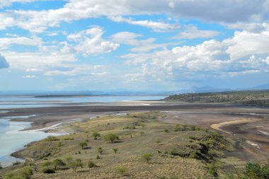 Magadi Gölü 'nün kurak manzaraları, Kenya, Rift Vadisi