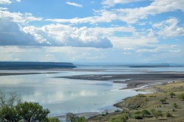 Magadi Gölü 'nün kurak manzaraları, Kenya, Rift Vadisi