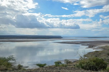 Magadi Gölü 'nün kurak manzaraları, Kenya, Rift Vadisi