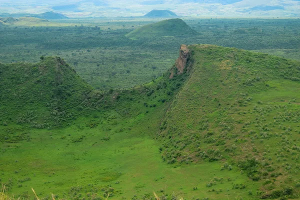 Lago Contra Fundo Montanha Caminhadas Nas Margens Lago Elementaita Naivasha — Fotografia de Stock