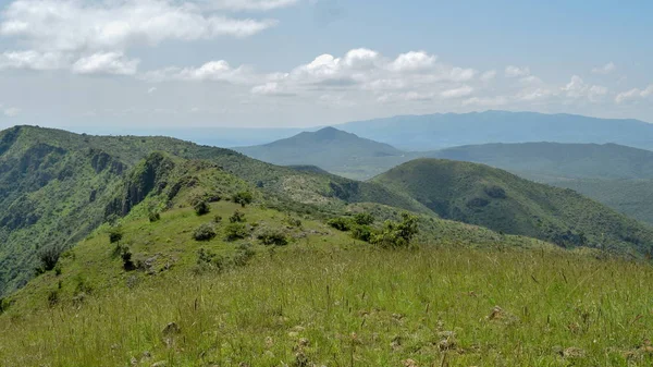 Prados Savannah Contra Fundo Montanhoso Monte Oloroka Quénia — Fotografia de Stock