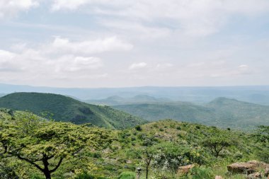 Bir dağ geçmişine karşı Savannah otlak, oloroka Sıradağları 'nda Mount OLE sekut, Kenya