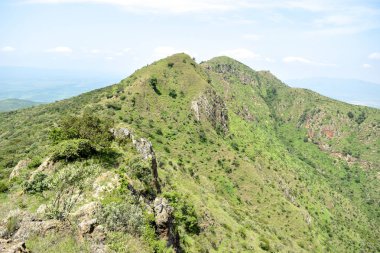 Savannah otlak bir dağ arka planda, oloroka Sıradağları, kajiado, Kenya karşı